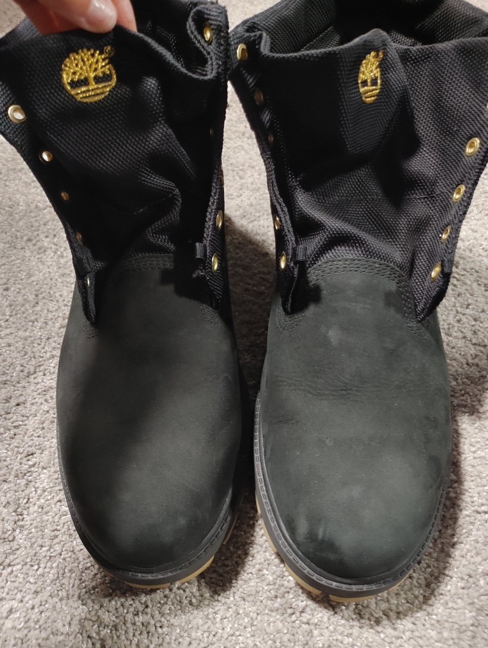RARE Timberland Boots 57557 Roll Top Premium Boots black and gold. Men's 12